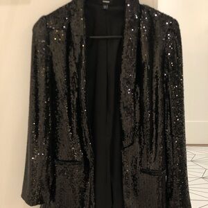Express Shimmering Black Sequin Blazer
